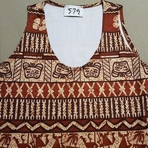 Y2K 579 sleeveless tribal print top XS